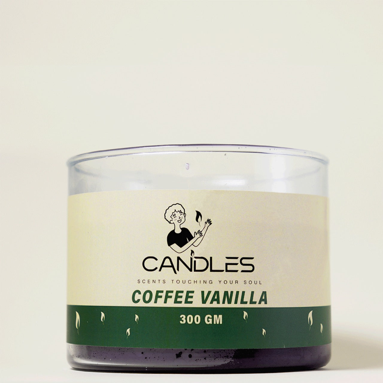 Black Luxury Coffee Vanilla Candle (300g) by Georgetta Candles, available at Elmeraki, displayed in a sleek black container.