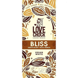 Bliss Lovechock Organic Vegan White Chocolate bar, a dairy-free treat with prebiotic inulin, available in Egypt.