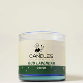 Blue Comfort Oud Lavender Candle (200g) by Georgetta Candles, available at Elmeraki, displayed in a sleek blue container.