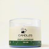 Blue Comfort Oud Lavender Candle (300g) by Georgetta Candles, available at Elmeraki, displayed in a sleek blue container.