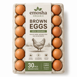 Emosha Organic Brown Eggs 30 pieces fresh egg tray packaging on white background