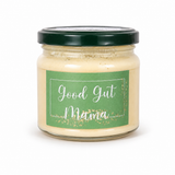 Jar of creamy Good Gut Mama Mayonnaise made in Egypt, with a spoonful showing its rich texture.