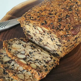 Good Gut Mama Nourish Me Bread Loaf from Egypt, a dense nut and seed bread.