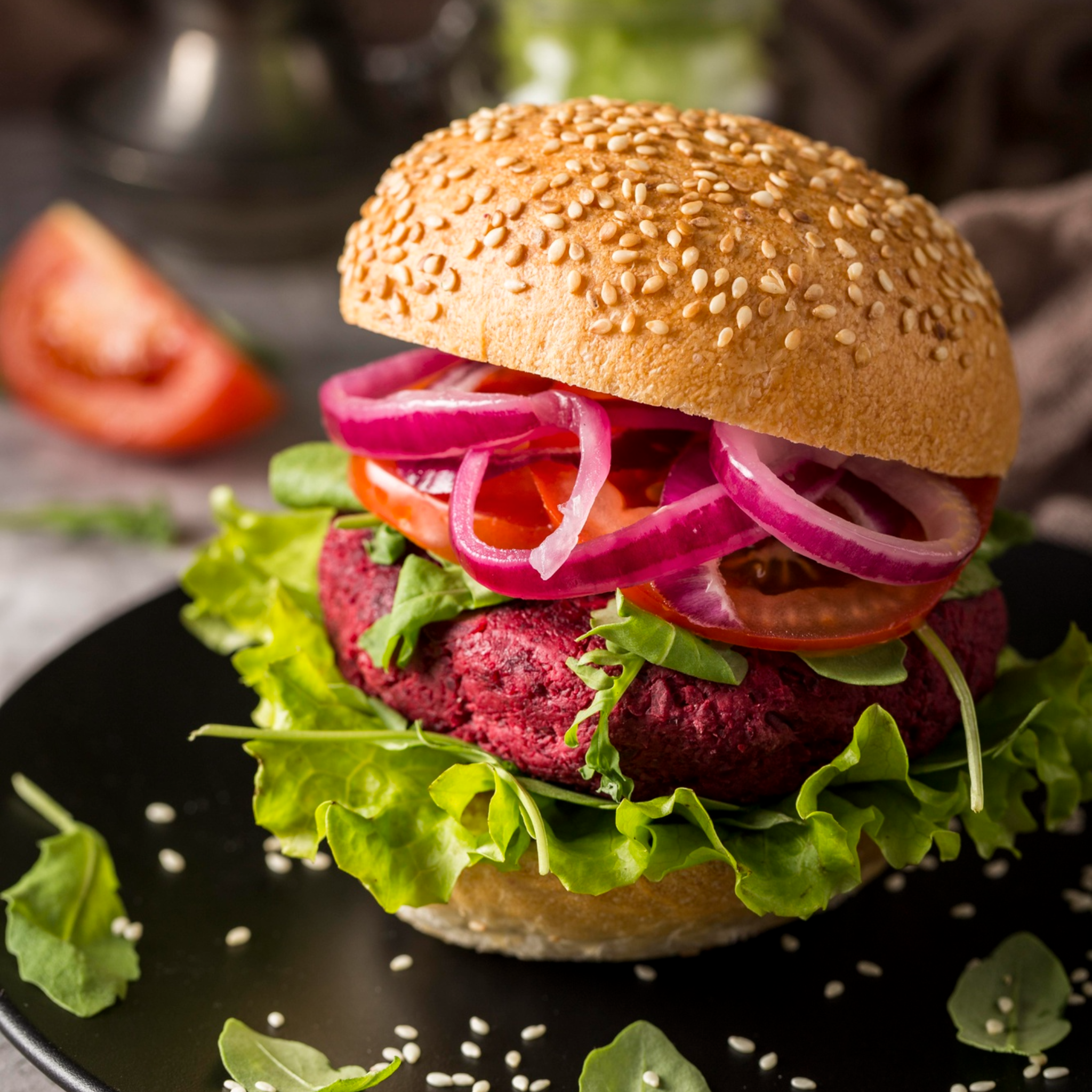 kaju beet burger – plant-based beetroot patties, made in egypt.