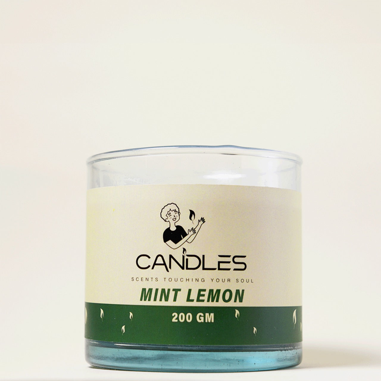 Light Green Ease Mint Lemon Candle (200g) by Georgetta Candles, available at Elmeraki, displayed in a sleek light green container.