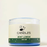 Light Green Ease Mint Lemon Candle (300g) by Georgetta Candles, available at Elmeraki, displayed in a sleek light green container.