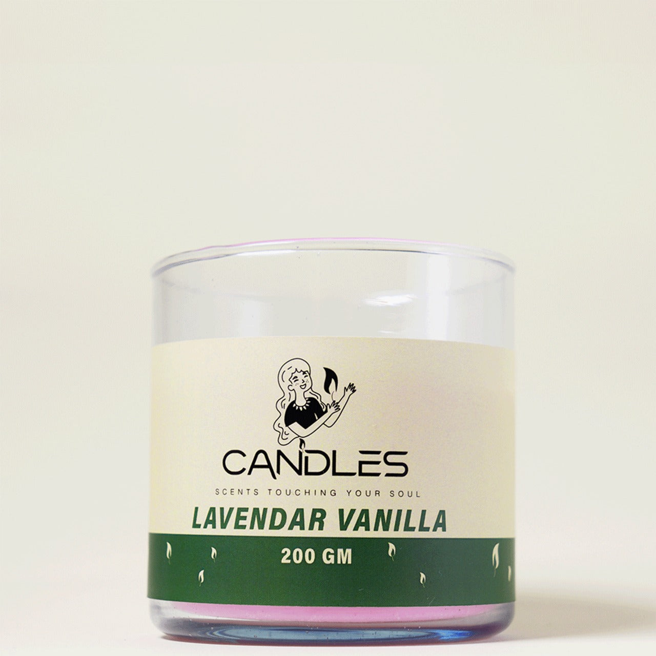 Purple Charm Lavender Vanilla Candle (200g) by Georgetta Candles, available at Elmeraki, displayed in a sleek purple container.