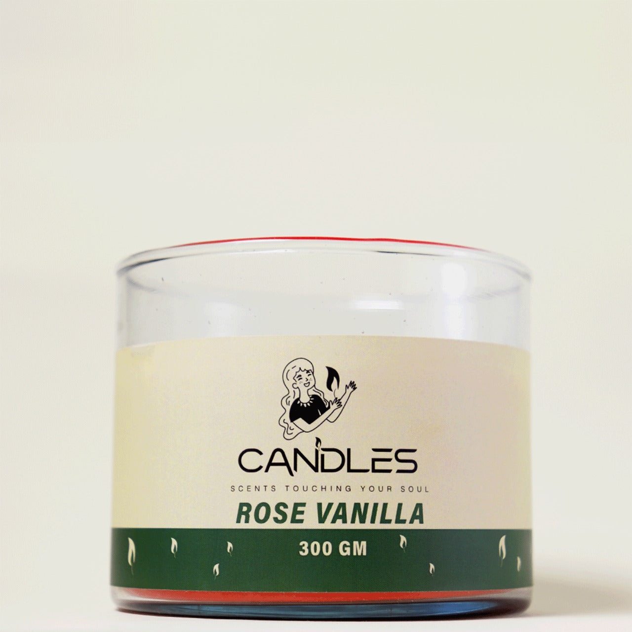 Red Splendor Rose Vanilla Candle (300g) by Georgetta Candles, available at Elmeraki, displayed in a sleek red container.
