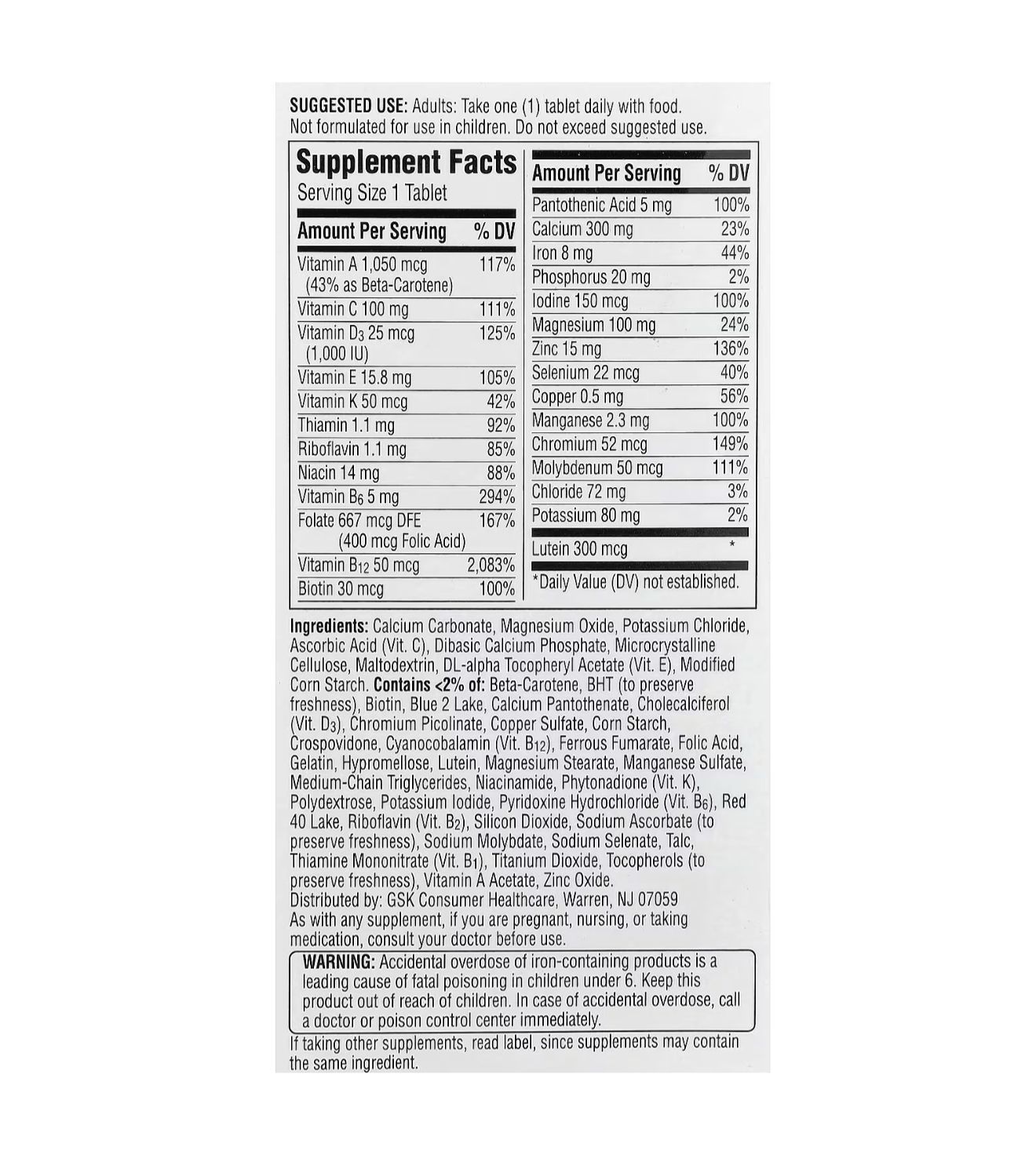 Silver Women 50+ Multivitamin Bottle – 100 Tablets For Women's Nutritional Support