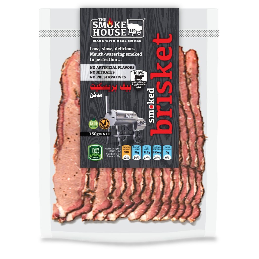 Smoked Brisket 150 gm packs by Smoke House - premium quality smoked beef for sandwiches and meals