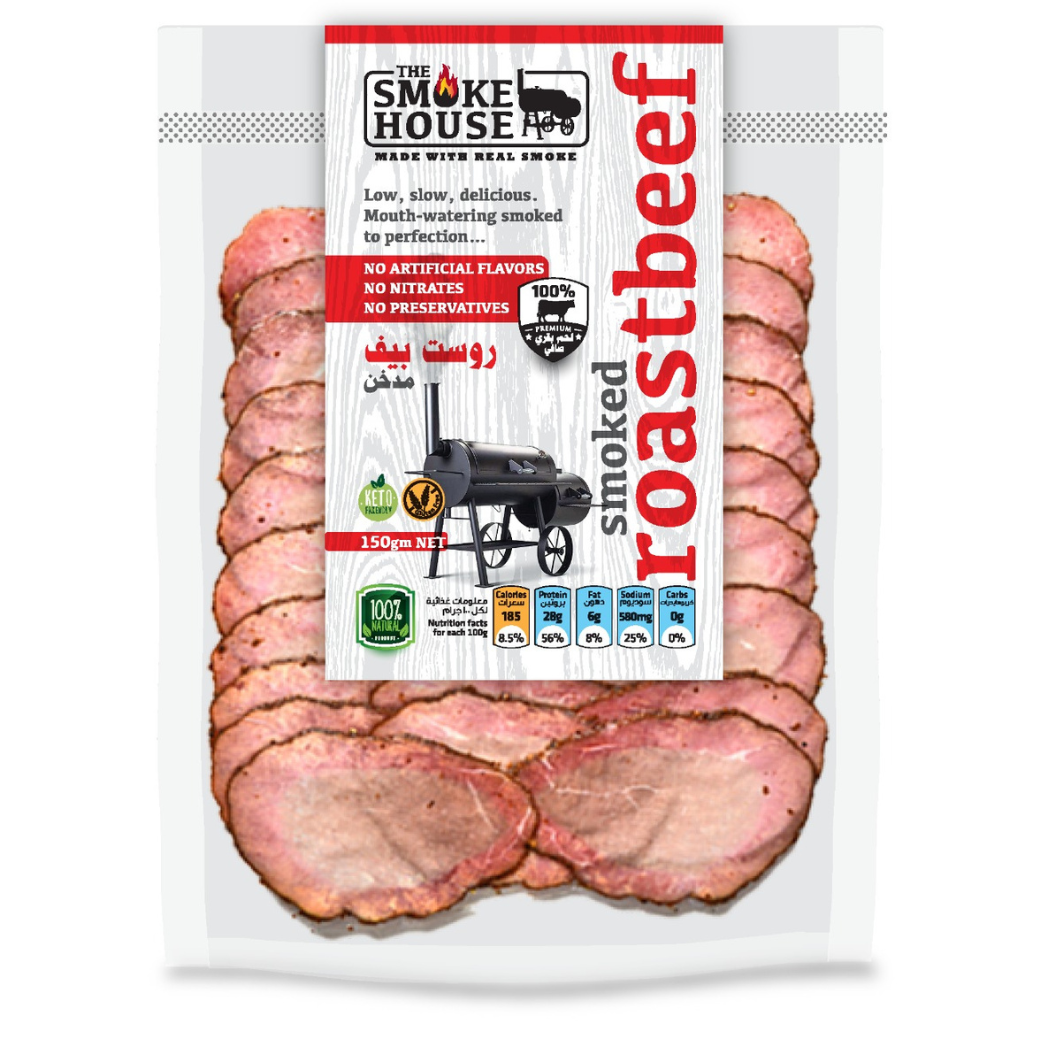 Smoked Roast Beef 150 gm by Smoke House – premium sliced beef for sandwiches and snacks.