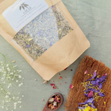 Lucid Tea by Sparsha herbal tea blend with blue lotus lavender chamomile mugwort and nutmeg