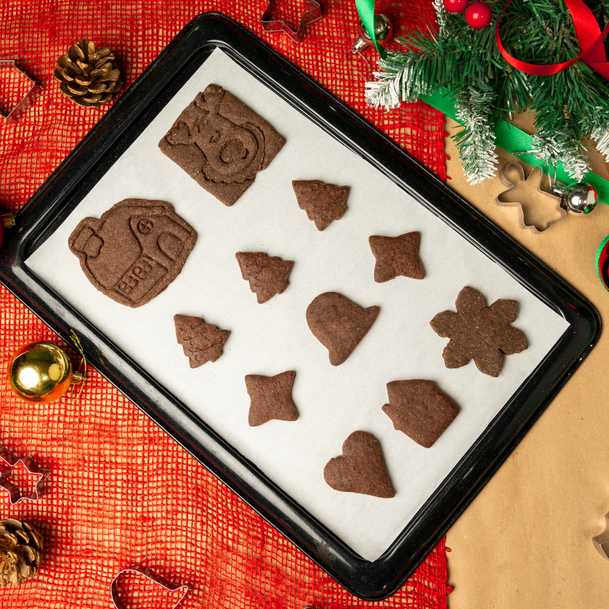 Taylas Xmas Chocolate Ready-Baked Cookies in festive packaging—rich, chocolatey, and made in Egypt.