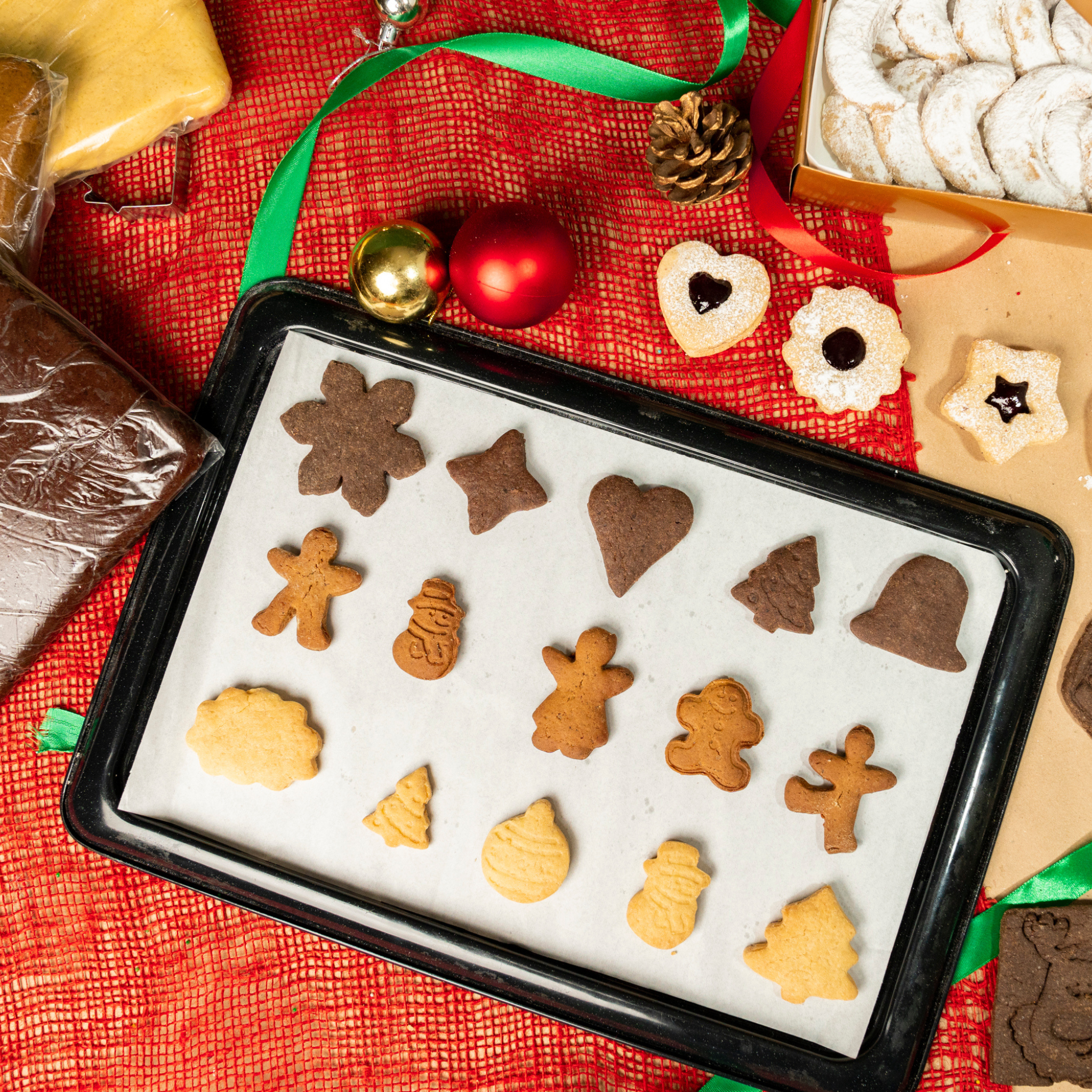 Festive assortment box of Taylas Xmas Mixed Ready-Baked Cookies with holiday flavors, made in Egypt—perfect for gifting and sharing.