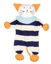 Under the Nile Kitty in Navy Blue and White Stripes organic cotton soft lovey toy for babies, available at El Meraki.