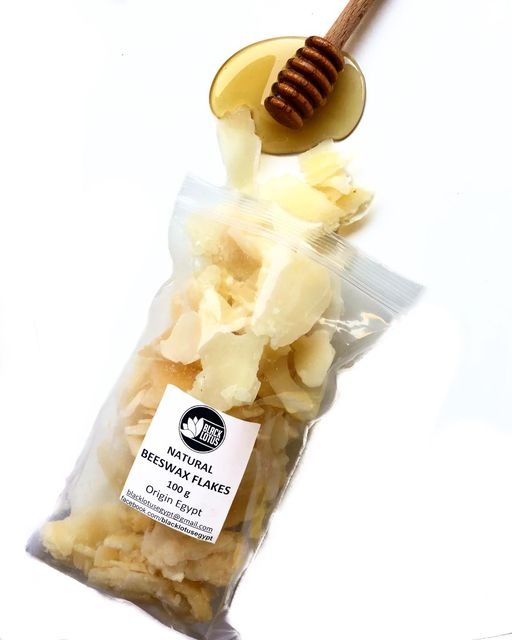 Pure, natural Beeswax Flakes from Black Lotus for DIY skincare and crafts. Produced in Egypt.