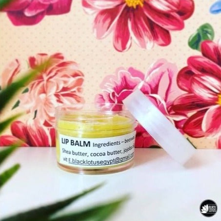 Black Lotus Nourishing Lip Balm for dry, chapped lips protection and care. Made in Egypt.
