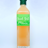 Bottle of Good Gut Mama Raw Unfiltered Apple Cider Vinegar with the "mother" from Egypt, showing its natural, cloudy sediment.