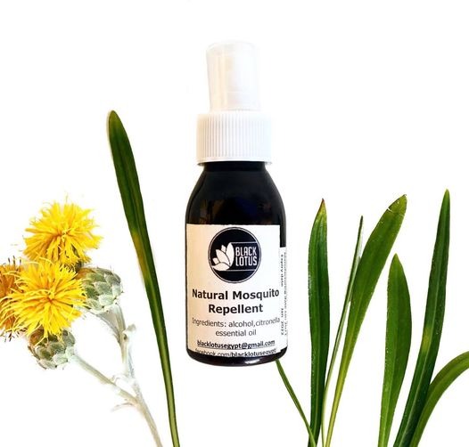 Black Lotus Natural Mosquito Repellent Spray with citronella, made in Egypt.
