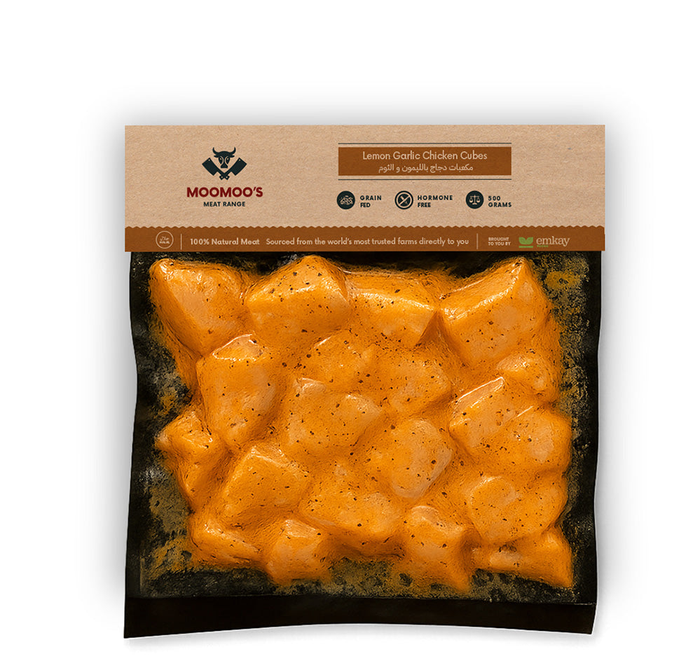 Moomoo'S Frozen Lemon Garlic Chicken Cubes 500gm
