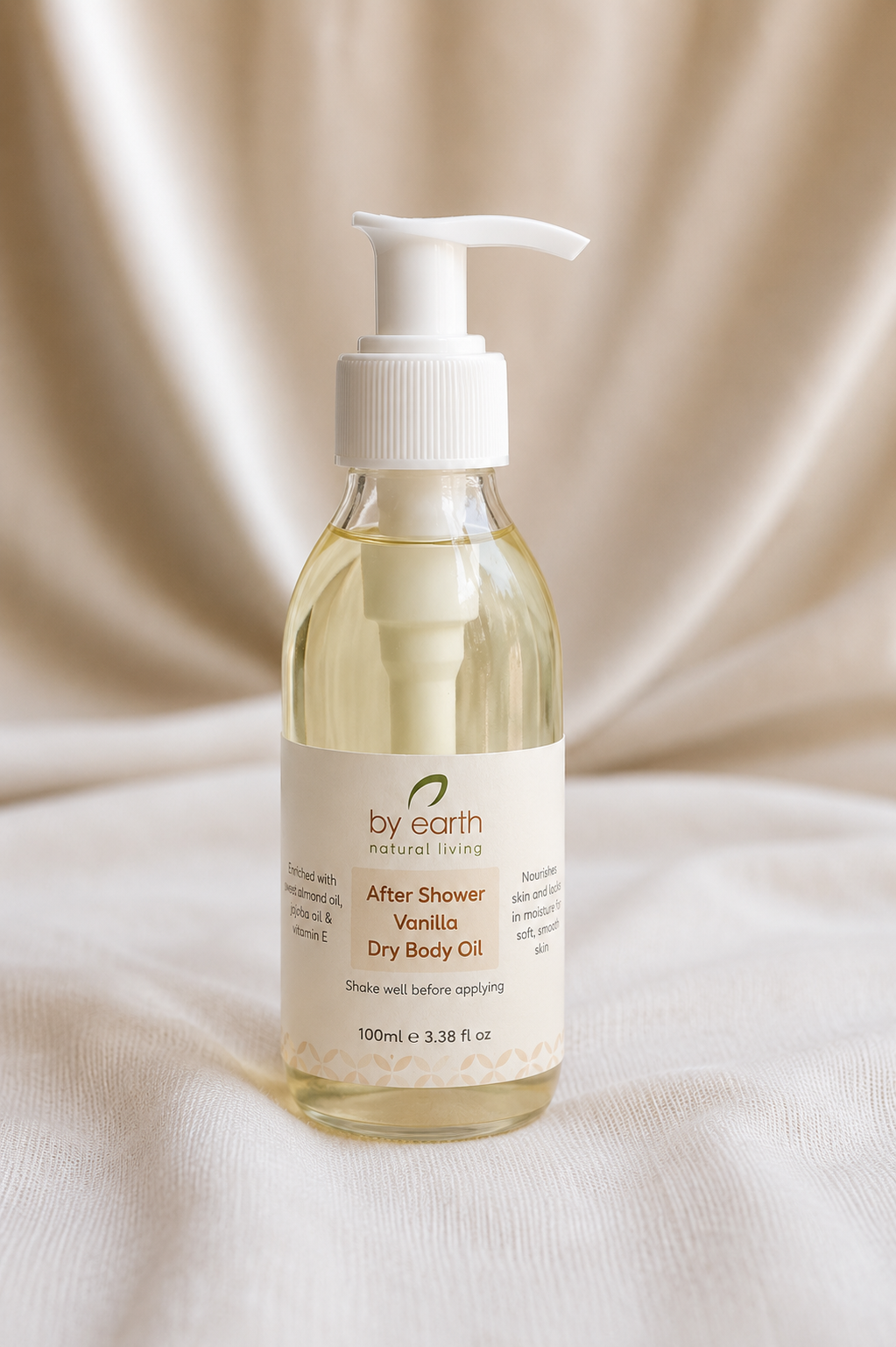 After Shower Vanilla Body Oil by By Earth 120 ml | زيت الجسم بالفانيليا بعد الاستحمام من باي إيرث ١٢٠ مل