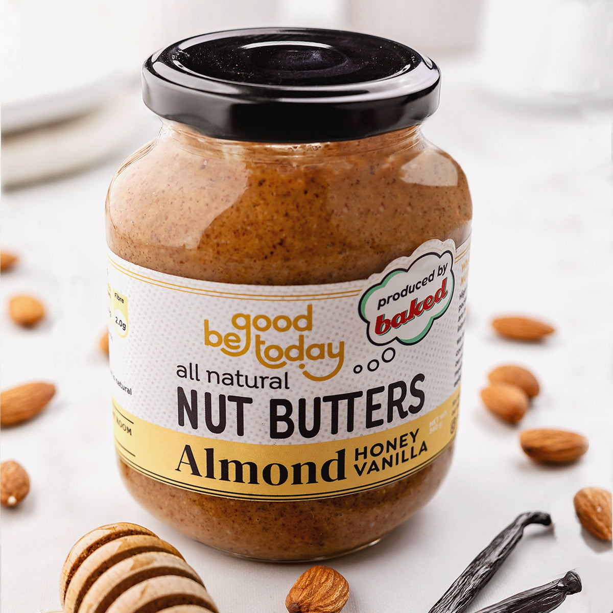 Almond Vanilla Honey Butter 340 g by Be Good Today, roasted almond butter blended with vanilla and raw honey