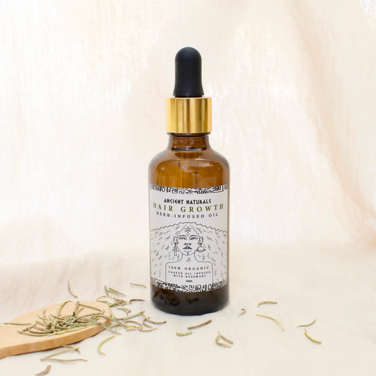 Hair Growth Oil by Ancient Naturals 50ml with organic castor oil and rosemary