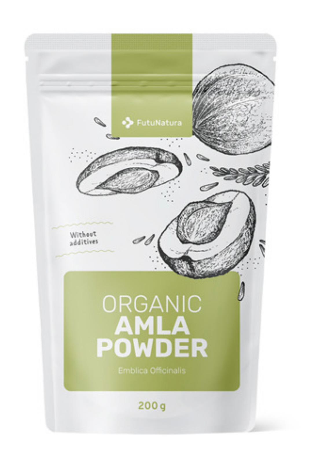  Organic Amla Powder by Ayurveda Line in a sealed package—100% pure Indian gooseberry powder for wellness and vitality.