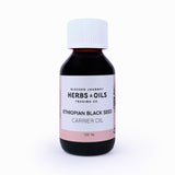 Blessed Journey Ethiopian Black Seed Oil bottle from El Meraki, a cold-pressed meta health supplement for wellness, skin, and hair