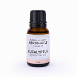 Blessed Journey 100% Pure Eucalyptus Essential Oil in a 15ml amber bottle from El Meraki, a potent respiratory support oil from Egypt.