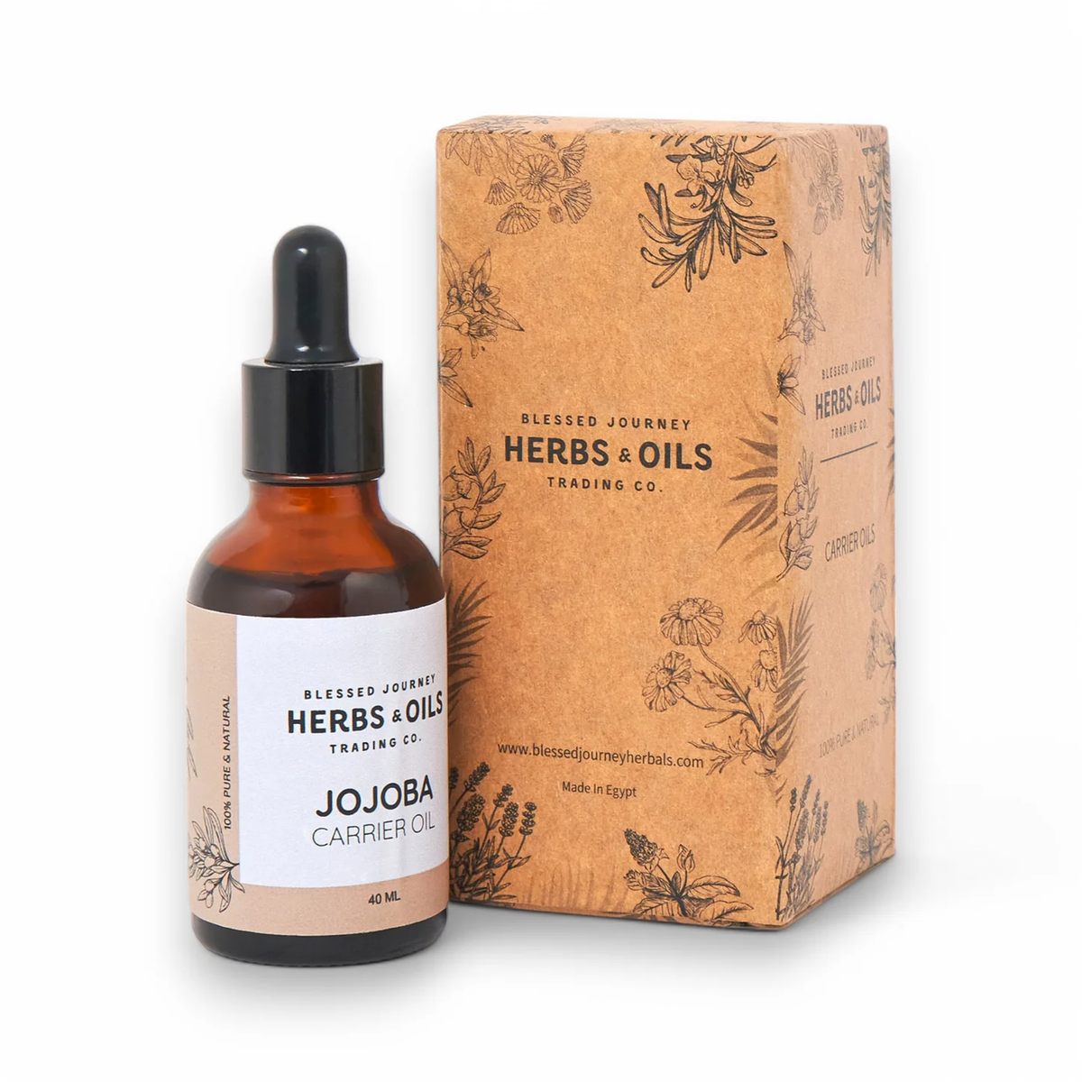 Blessed Journey Jojoba Oil, a golden natural oil for balancing skin moisture and conditioning hair, available in Egypt.