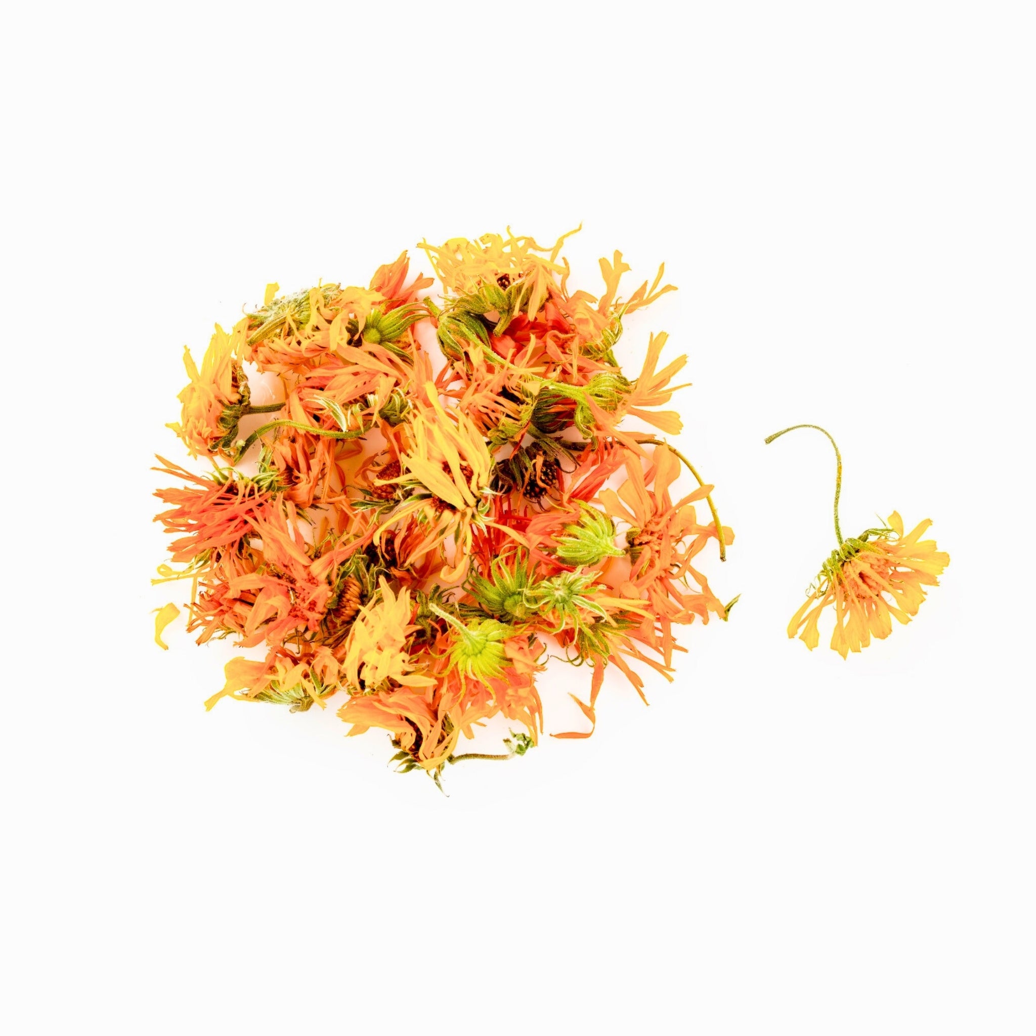 Blessed Journey Organic Calendula Flowers in resealable bag from El Meraki, vibrant orange Egyptian petals for skin-soothing herbal preparations.