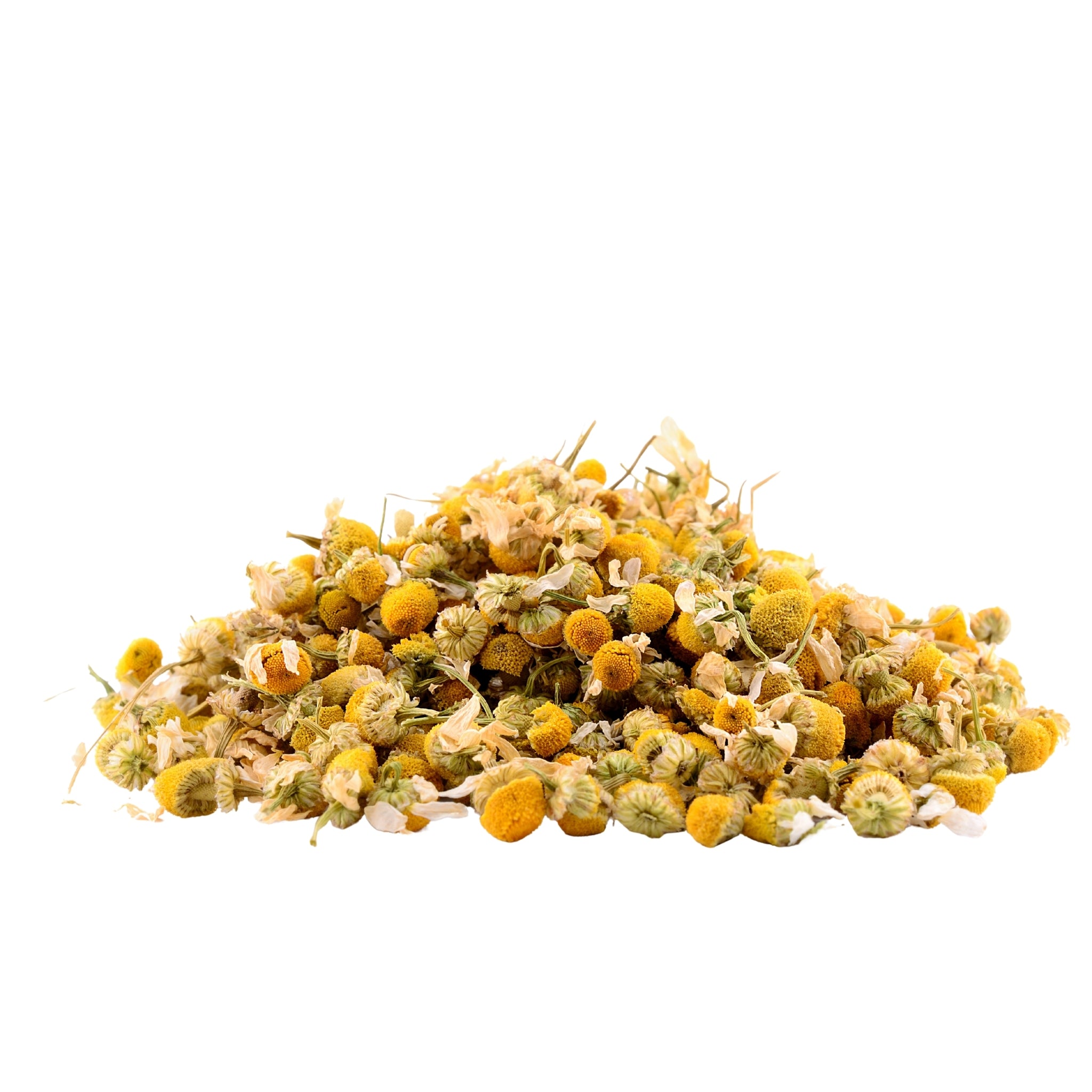 Blessed Journey Organic Chamomile Flowers in resealable bag from El Meraki, whole Egyptian blooms for calming tea and relaxation.