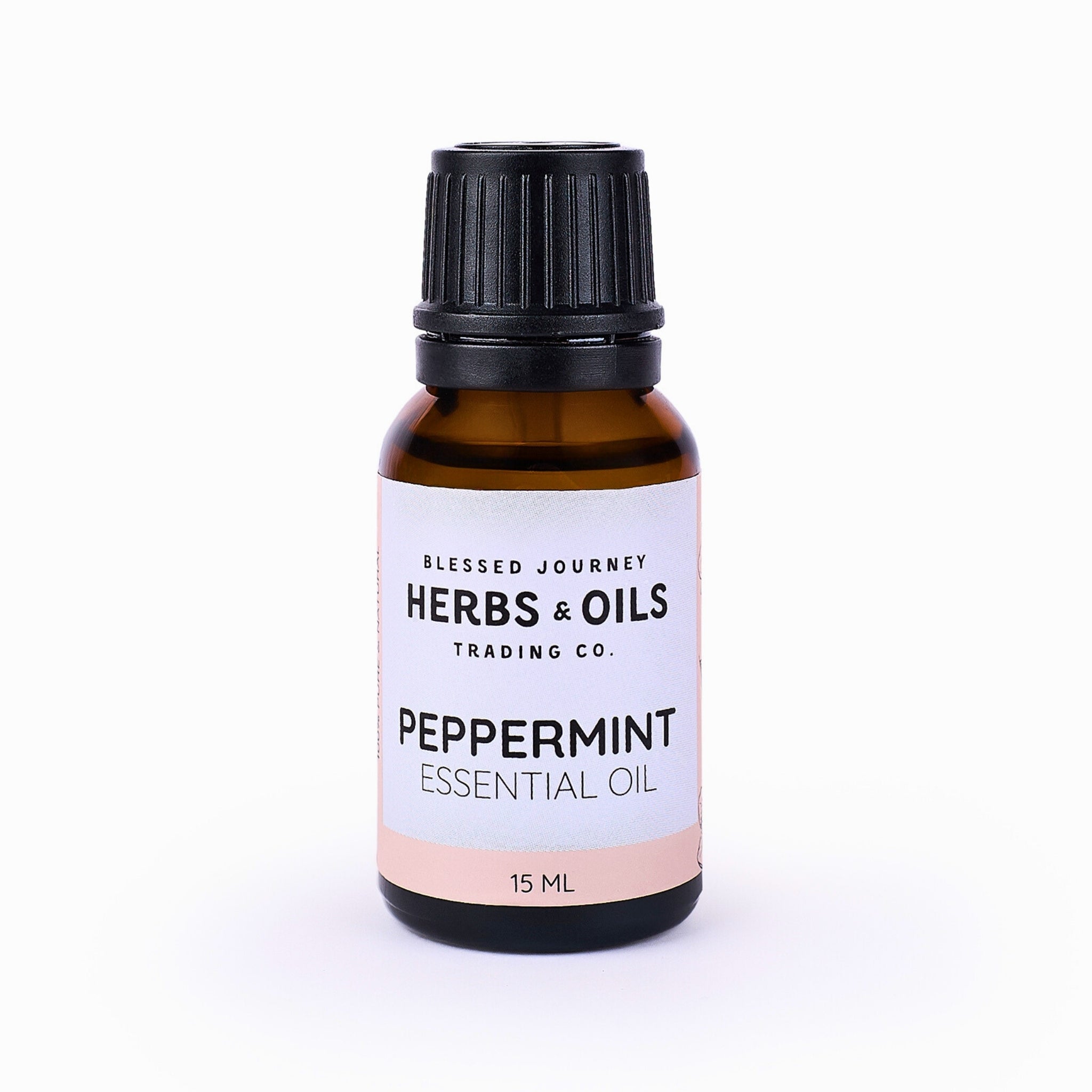 Blessed Journey 100% Pure Peppermint Essential Oil in 15ml amber bottle from El Meraki, a cooling energizing oil from Egypt.