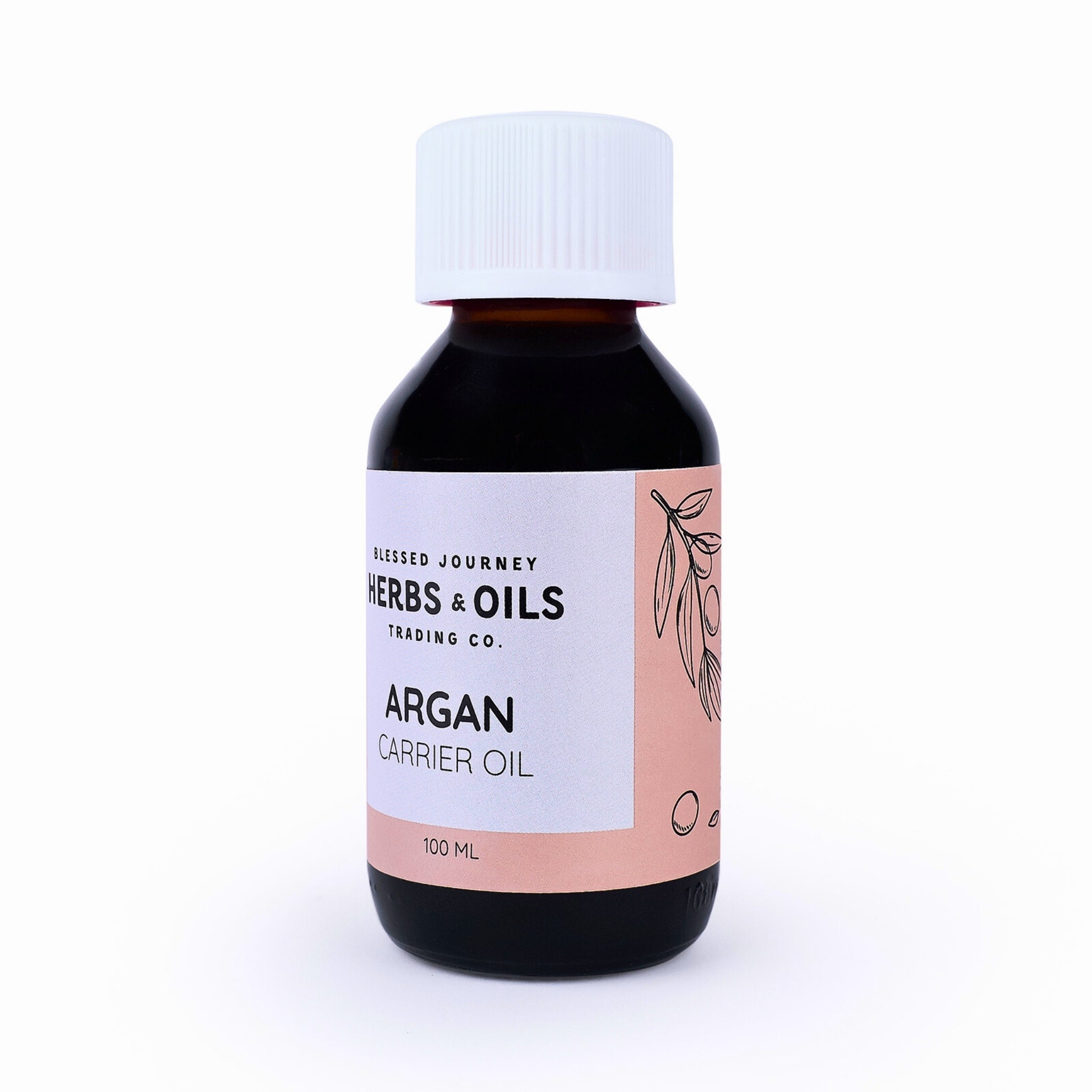 Blessed Journey 100% Pure Moroccan Argan Oil in a dark glass bottle from El Meraki, a meta health beauty elixir for skin and hair.