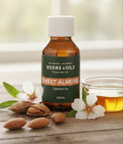 Blessed Journey 100% Pure Sweet Almond Oil in a dark glass bottle from El Meraki, a versatile carrier oil for skin, hair, and massage.