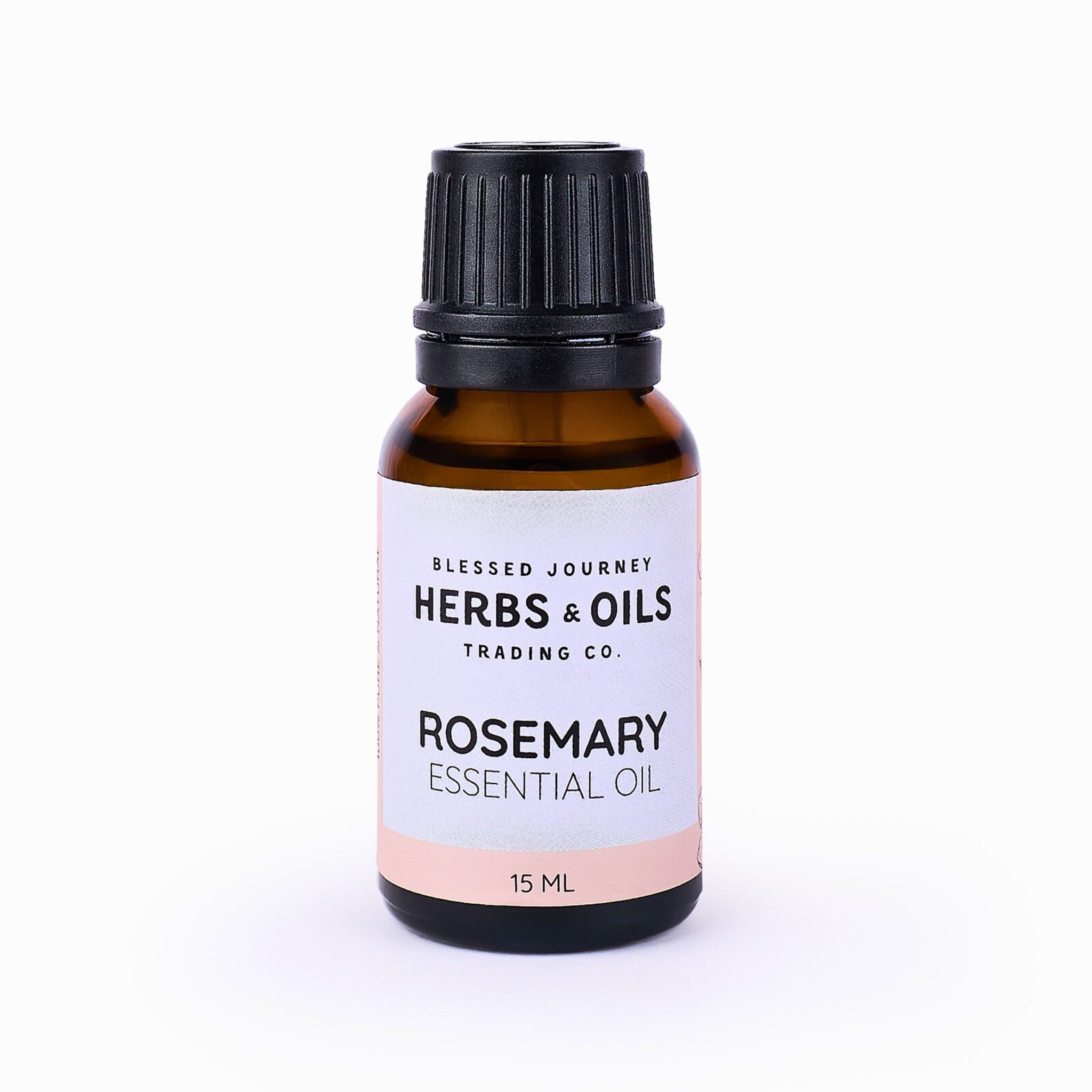 Blessed Journey 100% Pure Rosemary Essential Oil in 15ml amber bottle from El Meraki, a cognitive and hair support oil from Egypt.