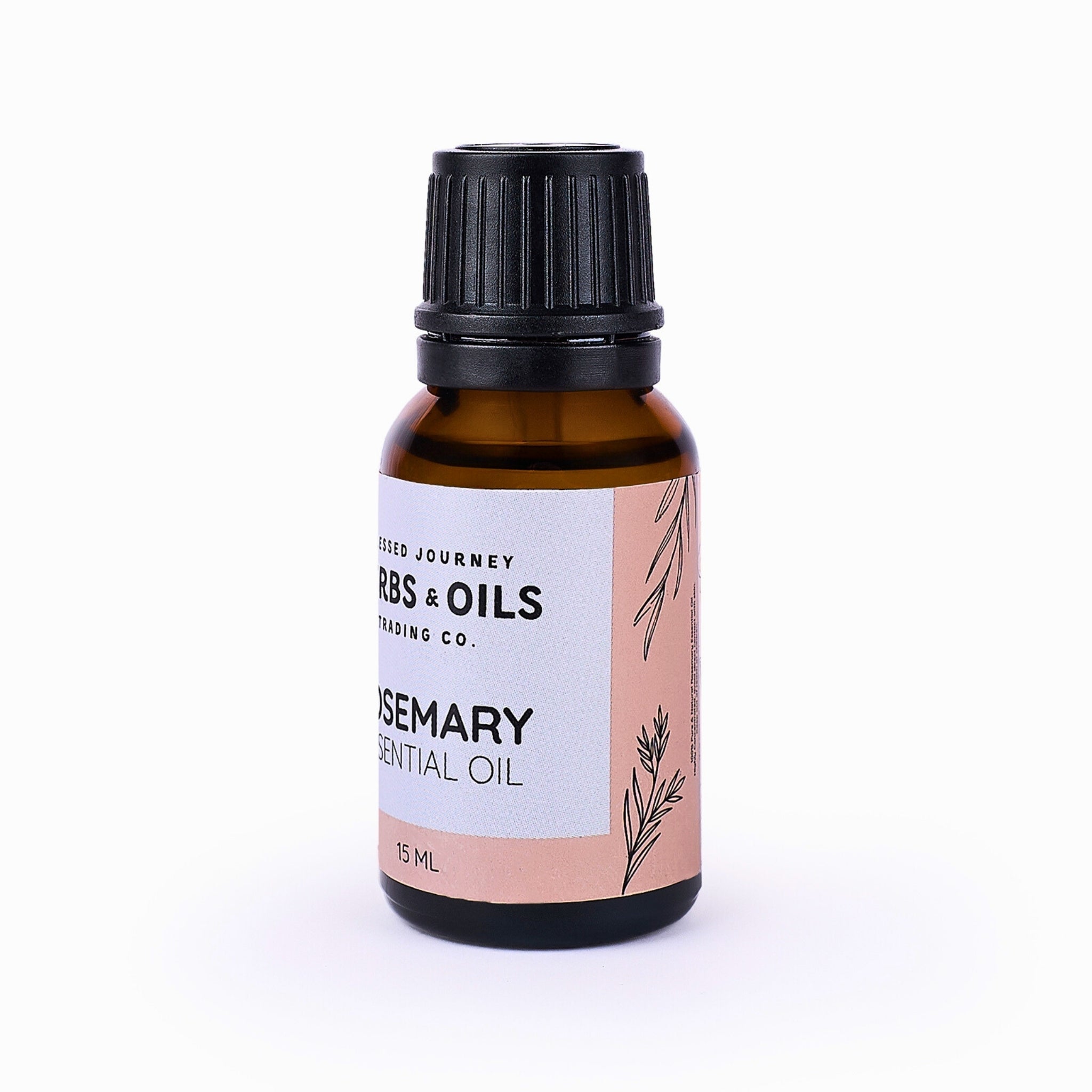 Blessed Journey 100% Pure Rosemary Essential Oil in 15ml amber bottle from El Meraki, a cognitive and hair support oil from Egypt.