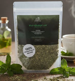 Blessed Journey Organic Wild Peppermint Leaf in resealable bag from El Meraki, a potent Egyptian herbal tea for energy and digestion.