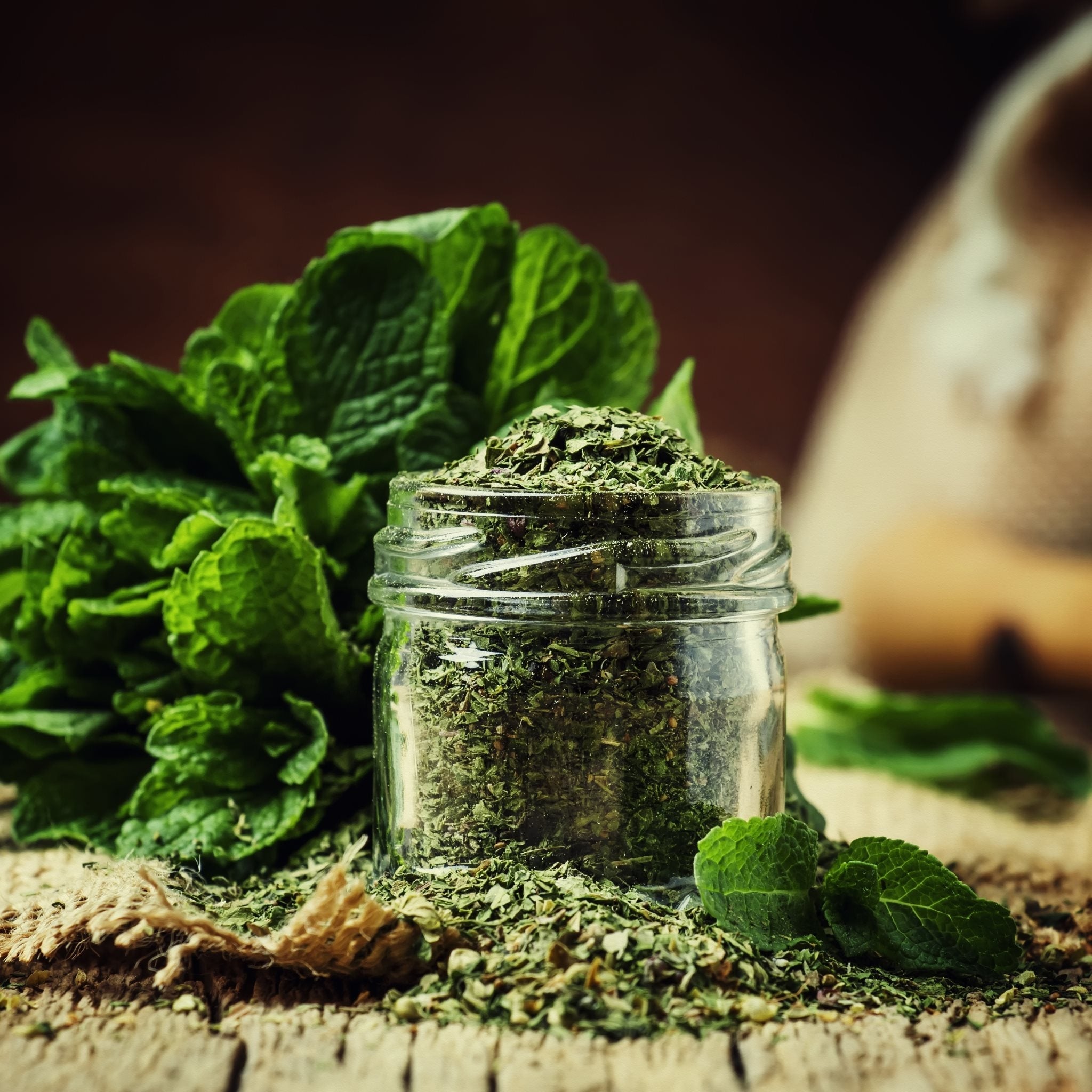 Blessed Journey Organic Wild Peppermint Leaf in resealable bag from El Meraki, a potent Egyptian herbal tea for energy and digestion.