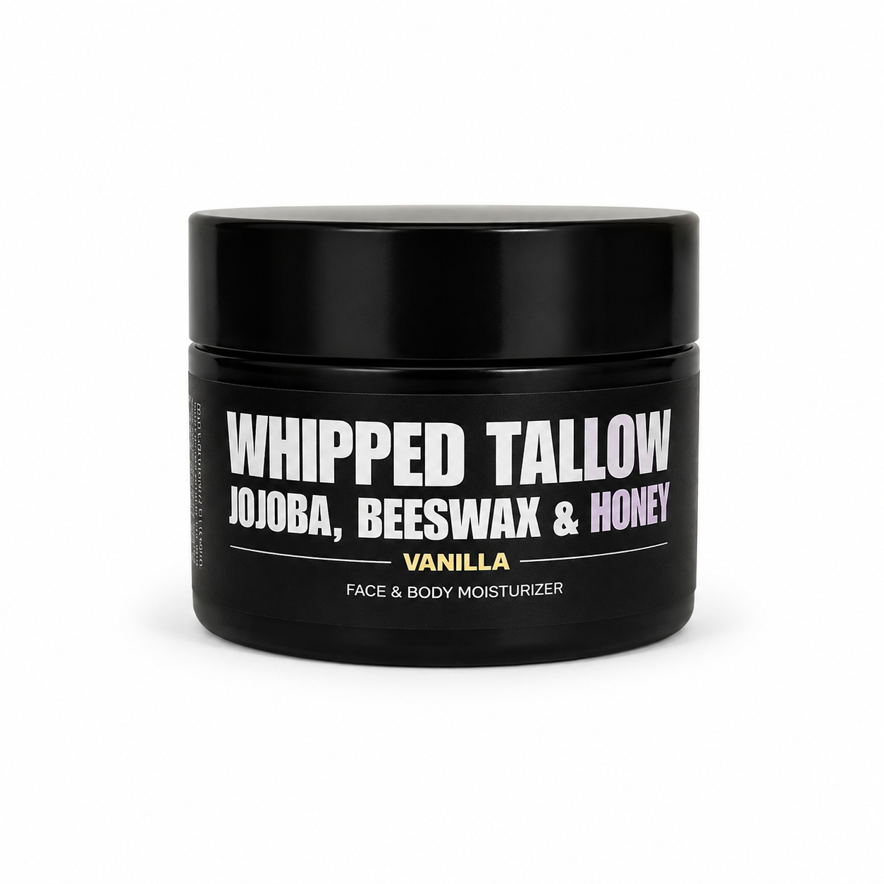 a jar of whipped tallow by caveman vanilla falvor