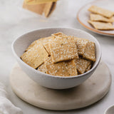 Chickpea with Za'atar Crackers by Be Good Today, keto-friendly crackers made with chickpeas, za'atar, brown rice, flax and sesame seeds