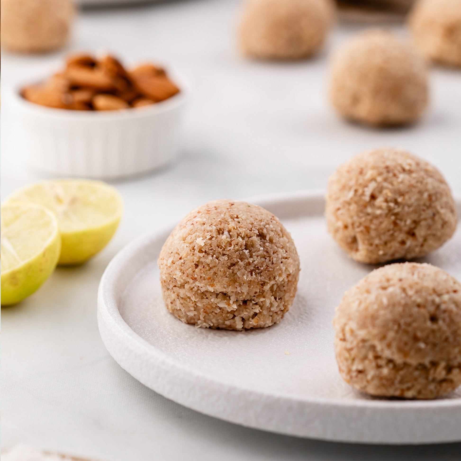 Be Good Today Coconut Almond Energy Balls pack of 2 made with coconut, almonds, raw honey, lemon and vanilla