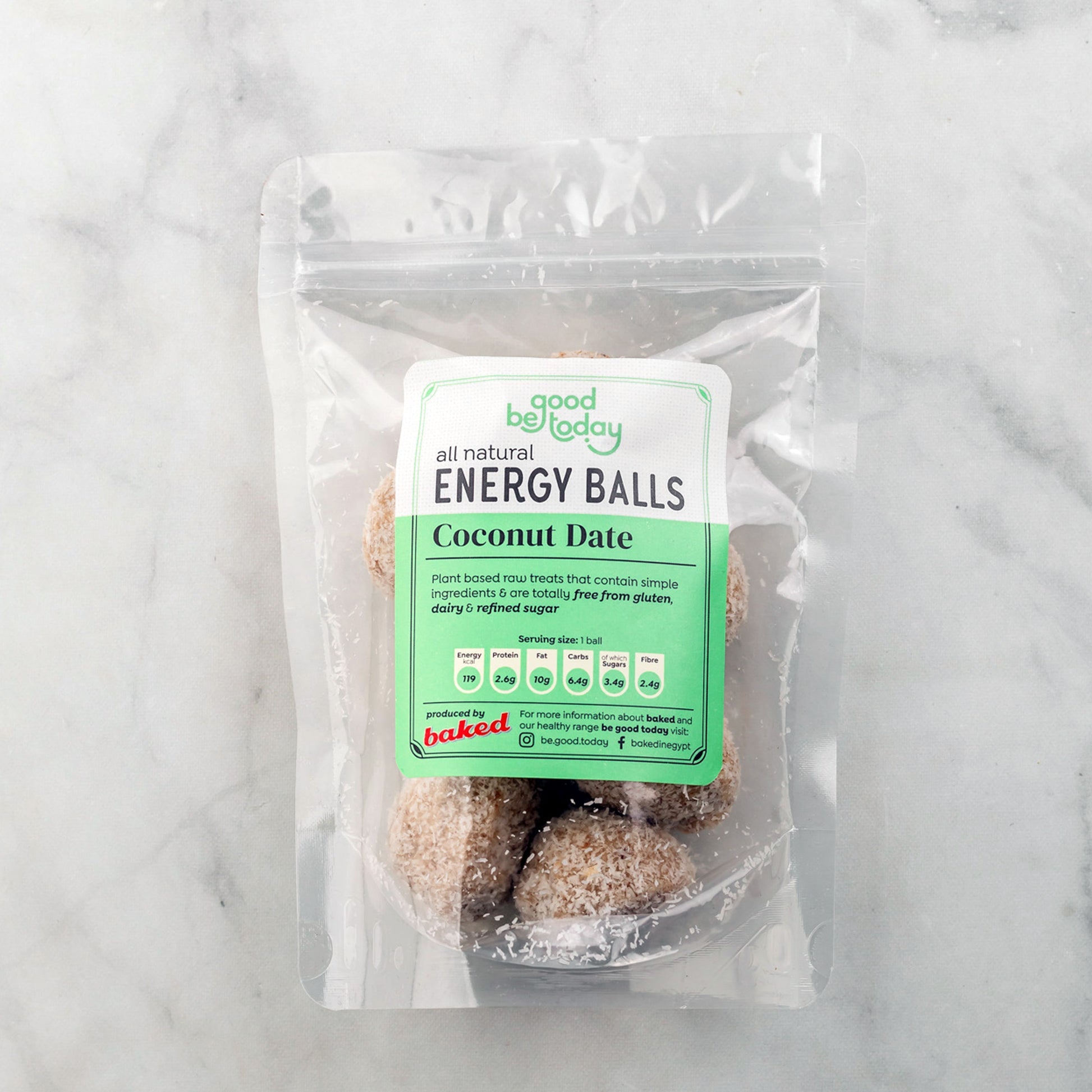 Be Good Today Coconut Date Energy Balls pack of 2 made with coconut, almonds, dates and raw honey