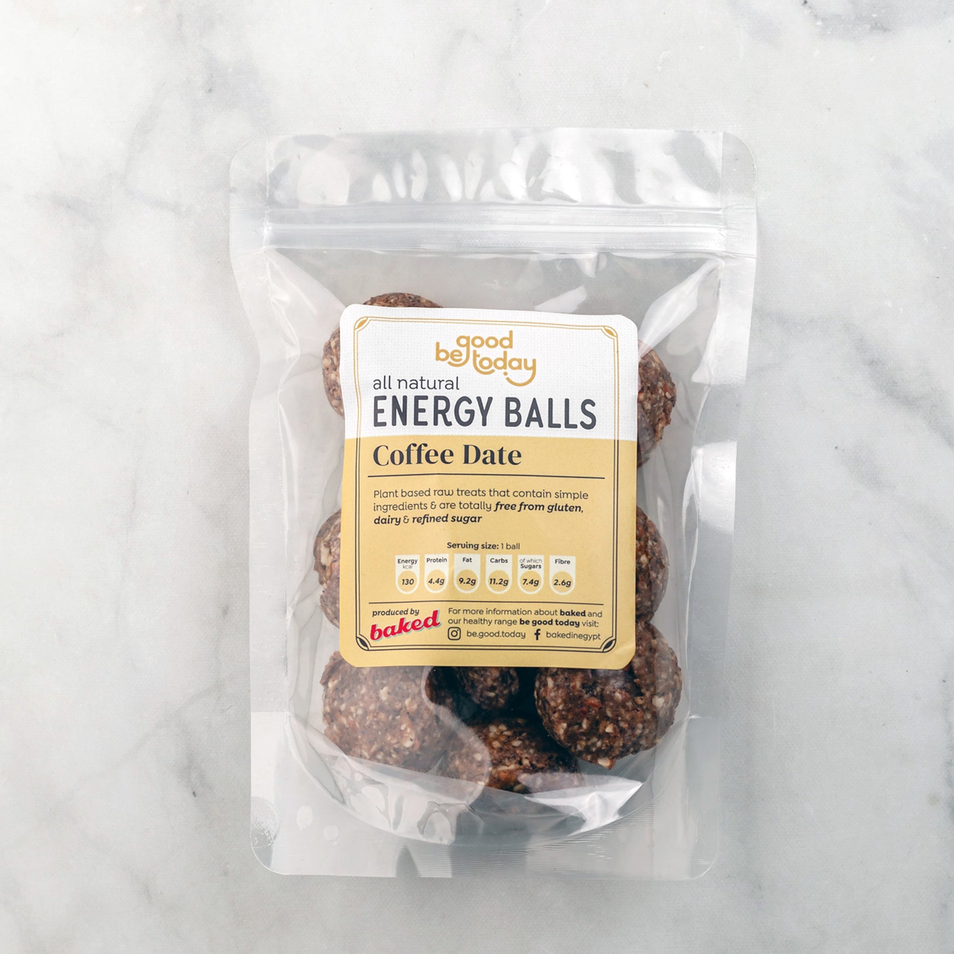 Be Good Today Coffee Date Energy Balls pack of 2 made with raw almonds, Majdool dates, espresso powder and raw honey