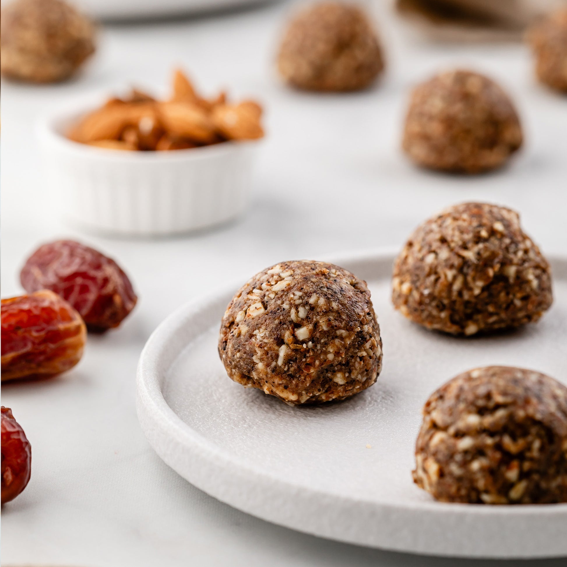 Be Good Today Coffee Date Energy Balls pack of 2 made with raw almonds, Majdool dates, espresso powder and raw honey