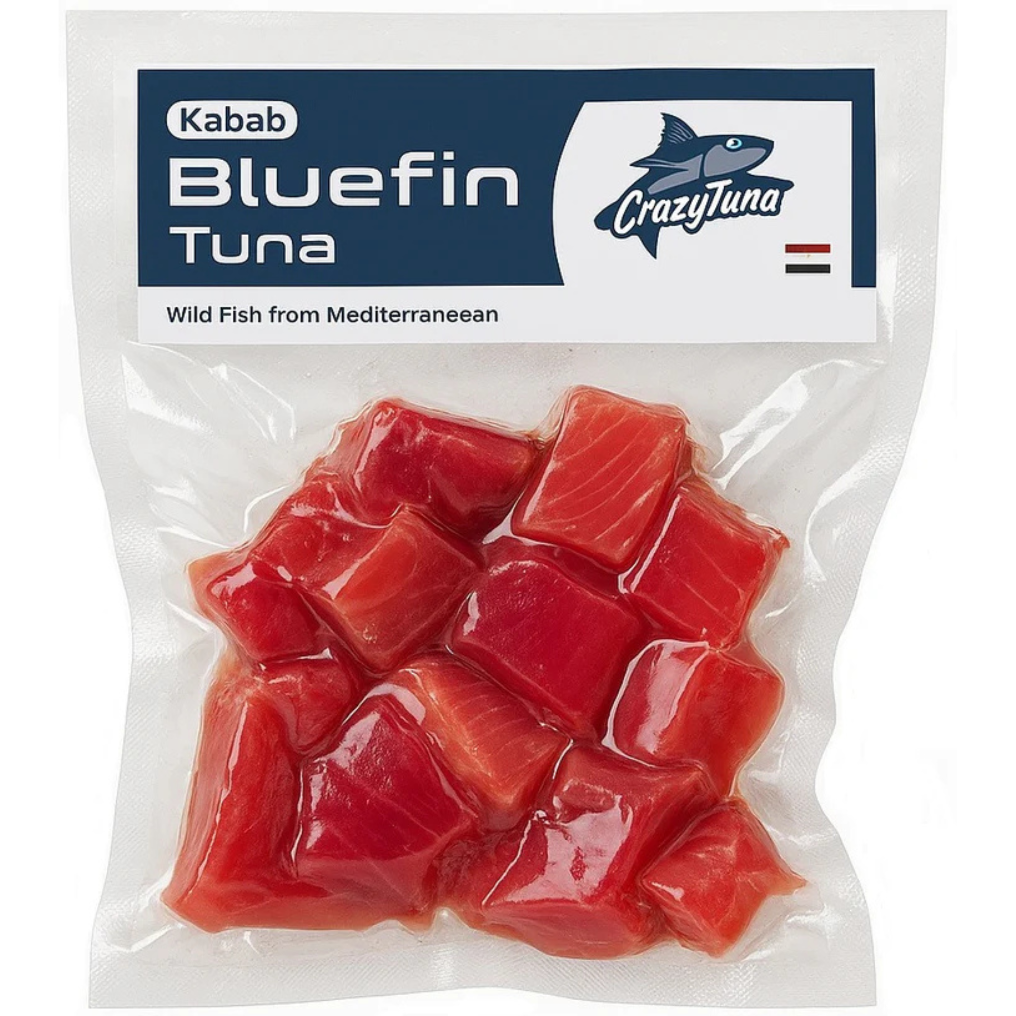 Crazy Tuna Bluefin Tuna Kabab skewers, ready for grilling, produced in Egypt from El Meraki.