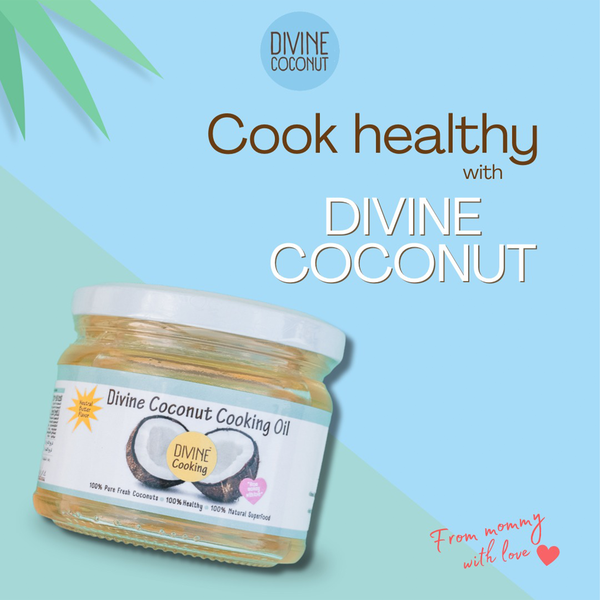 Jar of Divine Coco Pure Coconut Cooking Oil from Egypt.
