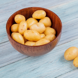 A batch of fresh, pesticide-free baby potatoes from El Kitchen Garden, grown in Egypt.