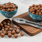  A package of Elmeraki's lightly salted, roasted, and peeled hazelnuts.